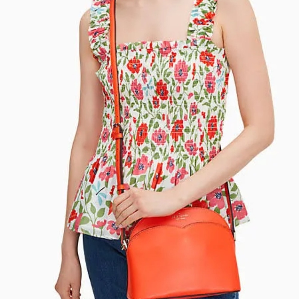 NWT Kate Spade Payton Medium Dome Satchel Coral Buds Saffiano Leather Crossbody - Picture 8 of 9